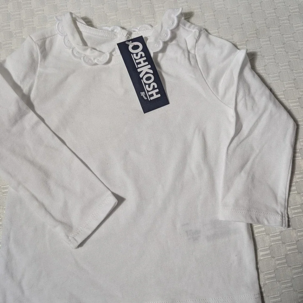 OshKosh B'gosh white long sleeve baby shirt with ruffle 18 Months